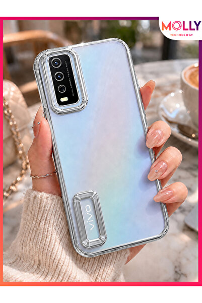 Molly VİVO Y20 İçin Kenarları Metalik Gümüş Lens Koruyuculu Lou Lazer Şeffaf ...