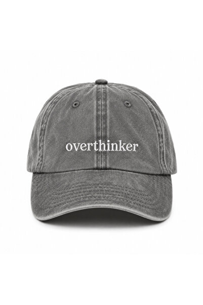 WeavedCo "Overthinker" Aesthetic Saying Embroidered Vintage Washed Baseball Cap