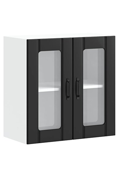 vidaxl Kitchen cabinet with glass door "Lucca" in black wood