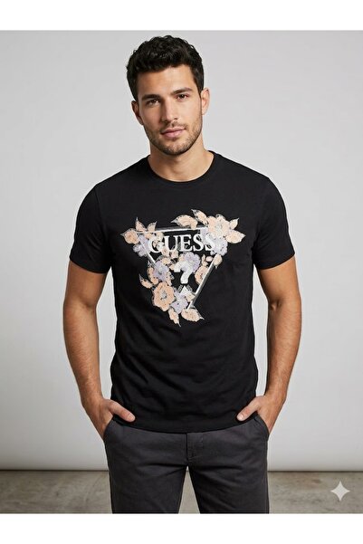 Guess Erkek Baskılı Kısa Kollu Bisiklet Yaka T-Shirt M4GI11I3Z14