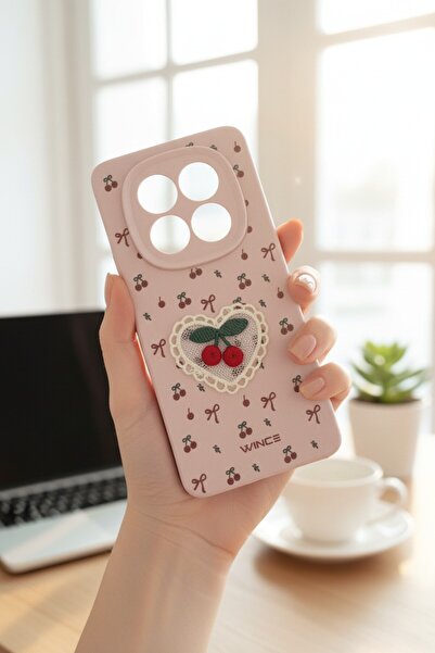 batuteknoloji Redmi Note 15 4G İç Yüzeyi Kadife Kiraz-Fiyonk BTU Silikon Kapak