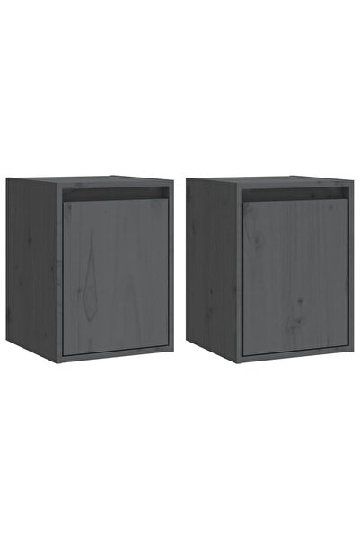 vidaxl Dulapuri de perete 2 buc. gri, 30x30x40 cm, lemn masiv de pin