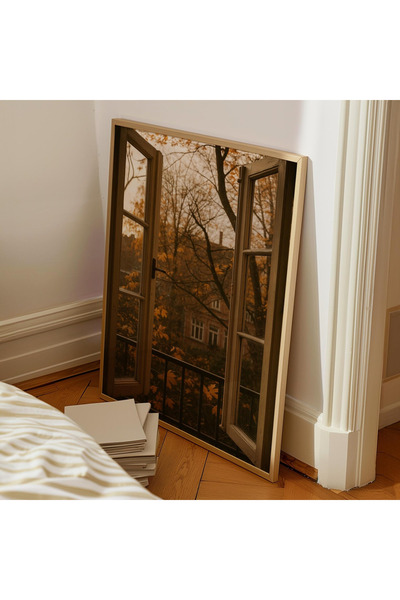 Tuba Decor Tablou dintr-o singură bucată cu ramă din lemn, toamnă vintage