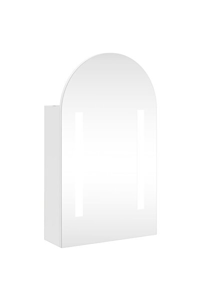 vidaxl Dulap cu oglindă de baie cu LED, alb, 42x13x70 cm, arcuit