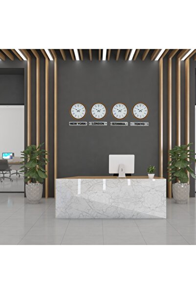 ForWhat 4Pcs 36cm World Time Clocks with Orange Energetic Style Sign for Offi...