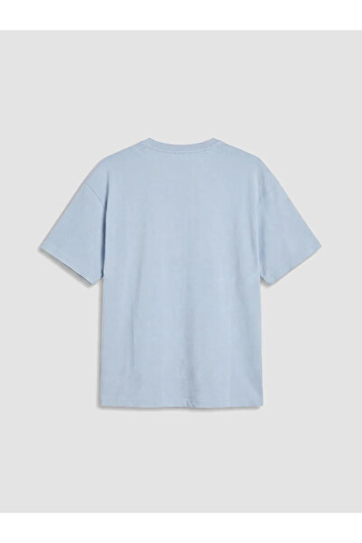 LC Waikiki Blue 100% Cotton Loose Fit Basic Soft Touch T-Shirt
