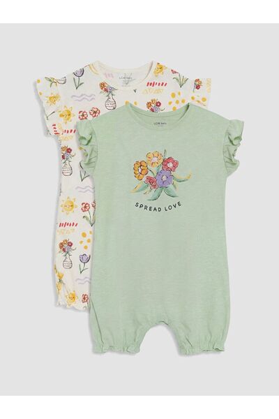 LC Waikiki Lcw Baby Ruffled Printed Baby Girl 2-Piece Jumpsuit
