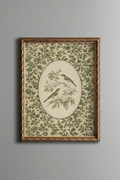 epiqart Elegant Bird and Flower Composition - Vintage Patterned Frame - Slim ...