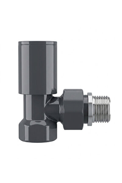 Termovan Radyatör Havlupan Vanası Köşe Tip 1/2'' Antrasit ( Ral 7016 ) Parlak...