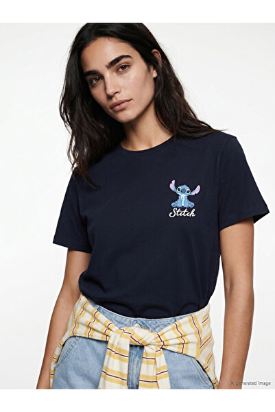 LC Waikiki Lilo & Stitch Printed 100% Cotton Women's T-Shirt