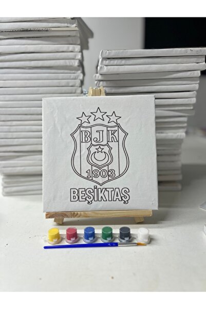 obelleatelier Bjk Temalı Boyama Seti 20x20 cm Tuval + 6 Renk Boya + Fırça | H...