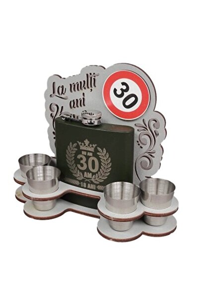 LimArt Set de flacoane cu 4 pahare metalice, pentru a 30-a aniversare, 250 gr