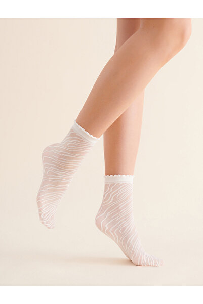 sosetaria White socks with Animal Print pattern Gabriella Ama 567 20 den