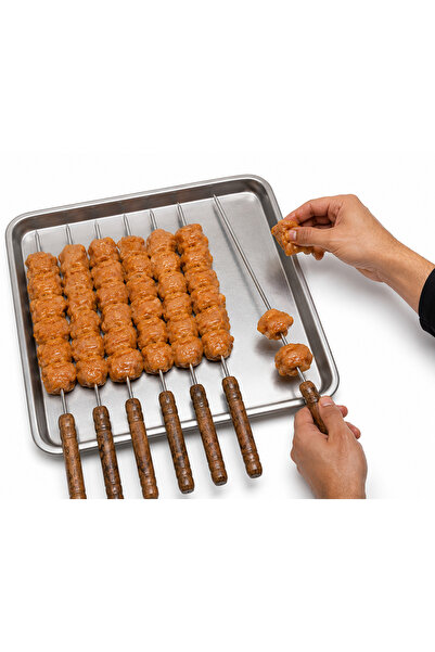 Trust Pro 12 Pcs Metal BBQ Skewers with Zinc Coating Reusable Grill Skewer Set