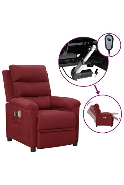 vidaxl Fotoliu de masaj electric rabatabil, roșu vin, textil