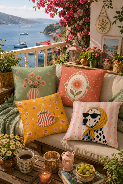 SasoHome Boho Vintage Floral Pattern Decorative Throw Pillow Covers Set of 4 Pastel Floral Design