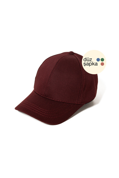 düz şapka studio Flat Hat |   Burgundy Gabardine Kep Hat - Minimalist, Without Logo and Text