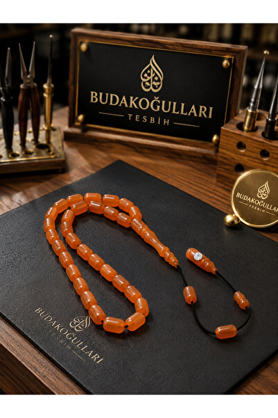 Budakoğulları HÜNKÂR SERİSİ – Alman Blok Zar Kehribar Tesbih | 6.5x10.5 mm Ka...