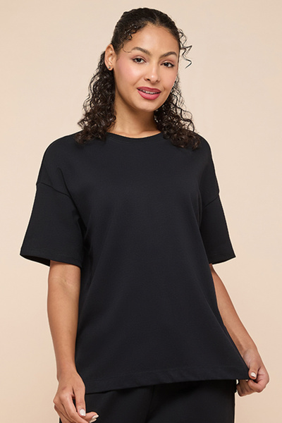 R&B Solid Relaxed Fit T-Shirt with Crew Neck and Short Sleeves