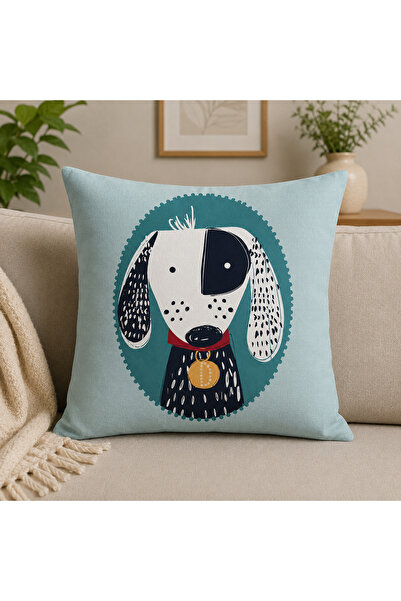 Piloji Dog Patterned Modern Throw Pillow 43X43 cm Modern Pillow – Colorful, S...