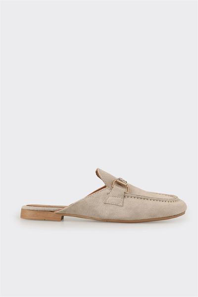 Elle Shoes Bej Deri Kadın Terlik