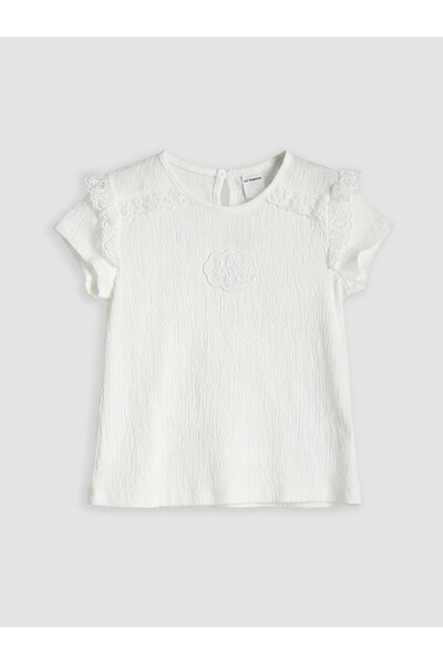 LC Waikiki Crew Neck Embroidered Girl's T-Shirt
