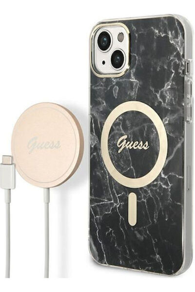 Guess Marble MagSafe Πίσω Κάλυμμα Σιλικόνης / Πλαστικού Μαύρο (iPhone 14 Plus...