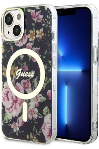 Guess Flower MagSafe Πίσω Θήκη Σιλικόνης Μαύρη (iPhone 14 Plus) Κωδικός: GUHM...