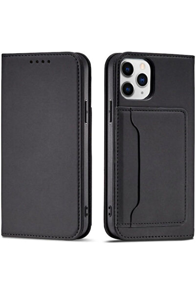 Hurtel Magnet Card Wallet Synthetic Leather Black (iPhone 12 / 12 Pro)
