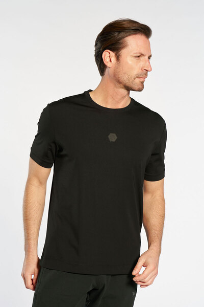bilcee Men's Golden Premium Black T-Shirt 4914