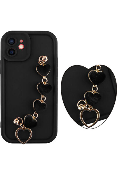 Other Volte-Tel Hearts Θήκη Πλάτης Σιλικόνης με Λουράκι Μαύρο (iPhone 12)