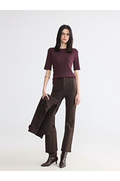 LC Waikiki Brown Slim Fit Spanish Leg Women's Trousers