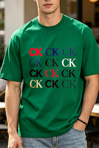 Fleck Casual Style T Shirts For Men Colorful CK Logo Print Mens Printed T Shirts
