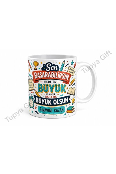 Tupya Gift Öğrenciye Hediye Sınav Motivasyonu Yazılı Baskılı Kupa Bardak Hediye