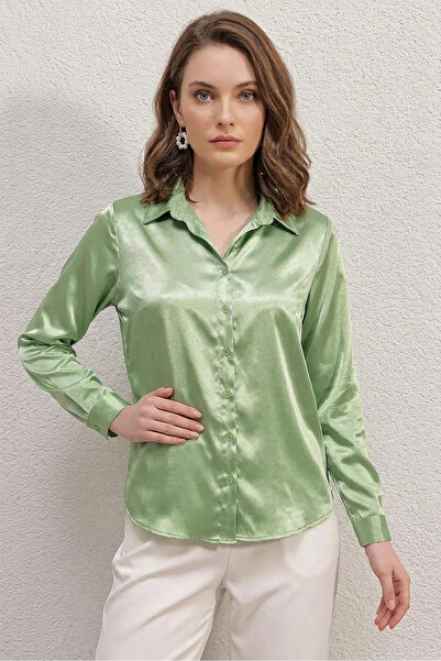 Generic Brand Women's Satin Green Shirt