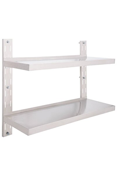 vidaxl Etajeră de perete cu două rafturi, 100 x 30 cm, oțel inoxidabil
