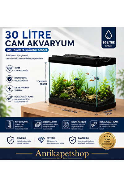 Antikapetshop AKVARYUM (50x20x30) 30 Litre