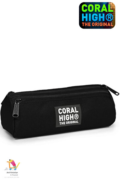 Coral High Kids Üç Bölmeli Kalem Çantası Siyah