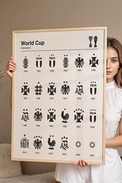e2nova World Cup Champions Dünya Kupası İnfografik Lüks Çerçeveli Tasarım Fut...
