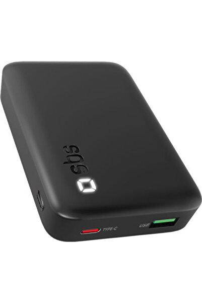 SBS Power Bank 10000mAh 20W με θύρα USB-A και θύρα USB-C Μαύρο