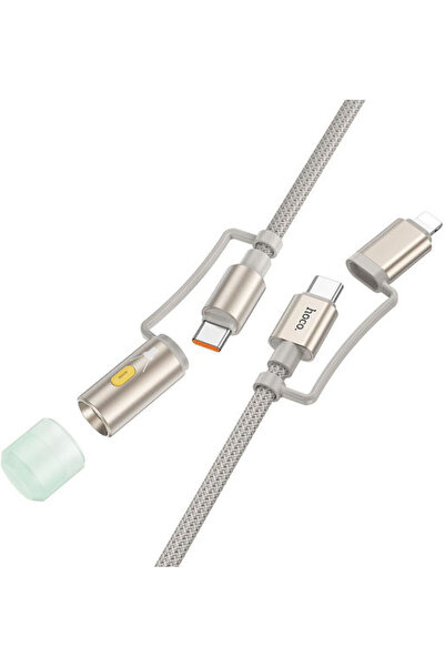 hoco. Καλώδιο USB-C σε Lightning Πλεγμένο με LED 60W Γκρι 1.2μ U138