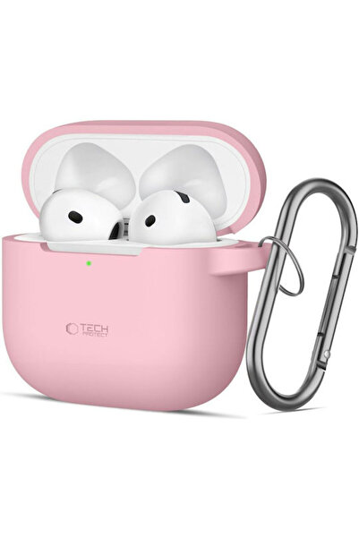 Tech-Protect Θήκη σιλικόνης με γάντζο σε ροζ χρώμα για Apple AirPods 4