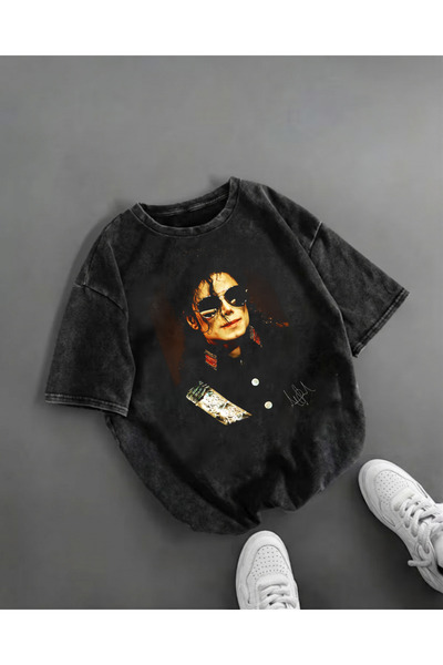 Touz Moda Micheal Jackson Printed Washable Vintage Unisex Oversize T-Shirt