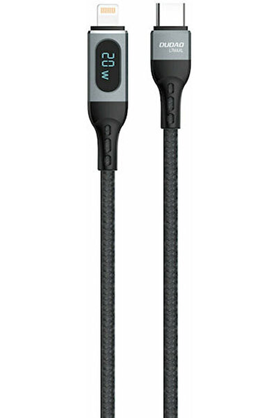 DUDAO L7 MaxL LED / Πλεγμένο καλώδιο USB-C σε Lightning 20W Μαύρο 1μ