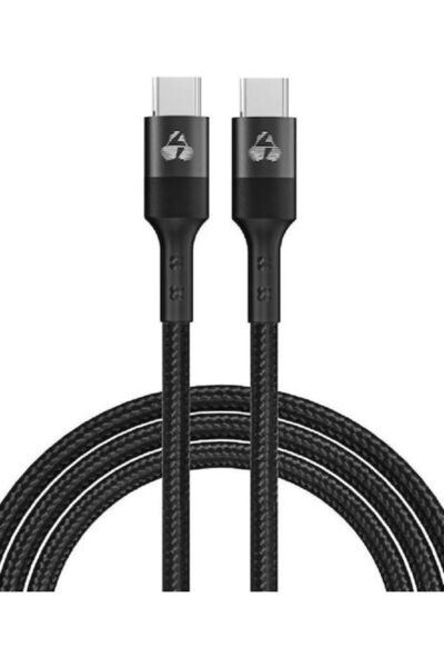 POWERTECH Πλεγμένο Καλώδιο USB 2.0 USB-C Αρσενικό - USB-C 100W PD Μαύρο 0.6μ ...