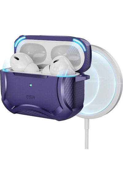 ESR Θήκη Cyber Armor Σιλικόνης με Γάντζο σε Μωβ χρώμα για Apple AirPods Pro