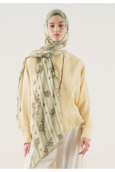 Freshscarfs Green Floral Touch Pattern Soft Viscose Shawl