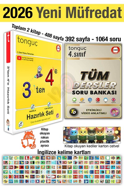 Tonguç Yayınları 3'ten 4'e Hazırlık Seti 2026 Yaz Tatili 4. Sınıf Tüm Dersler...