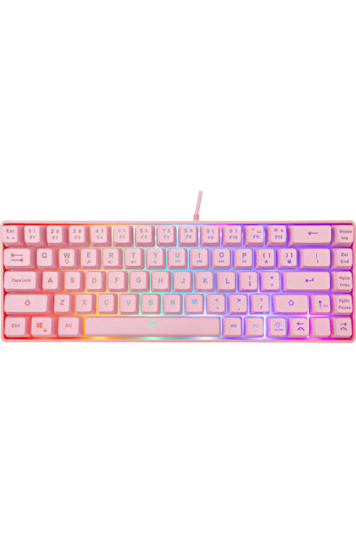 white shark Πληκτρολόγιο Gaming Ronin 60% με φωτισμό RGB (Αγγλικό US) Ροζ