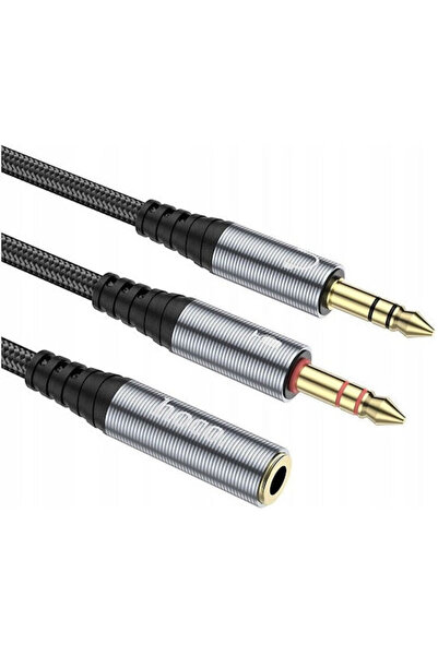 hoco. Hoco Καλώδιο Jack 3.5mm, Θηλυκό 3.5mm σε 2x Αρσενικά 3.5mm, Γκρι, 0.25μ...